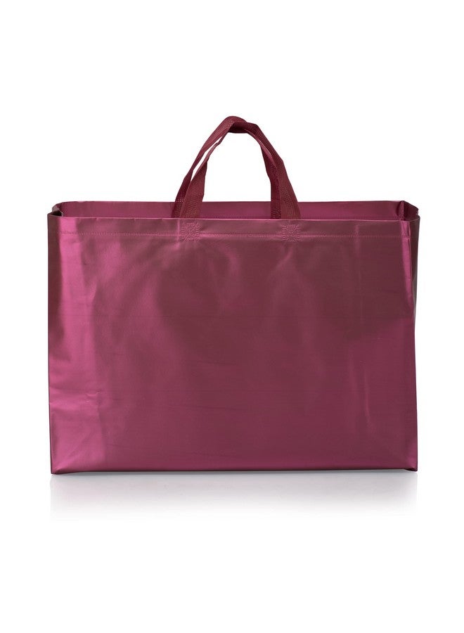 Drapme Large Size Pack of 50 Pcs Matt Metallic Laminated Non-Woven Reusable Eco-Friendly Party Return Gift Bags (Wine) (Large 17x12x5 Inch) - Image 4