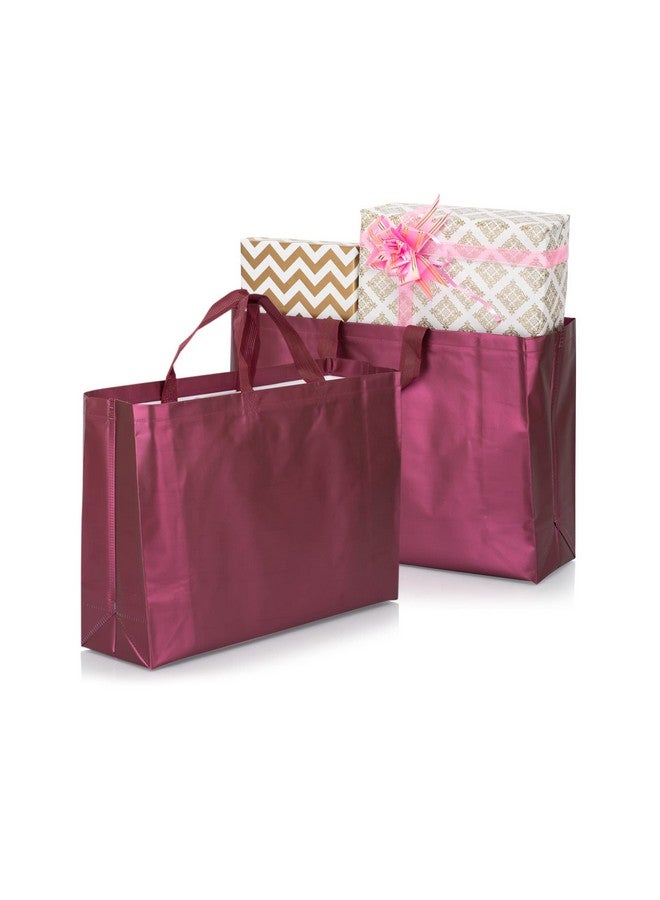 Drapme Large Size Pack of 50 Pcs Matt Metallic Laminated Non-Woven Reusable Eco-Friendly Party Return Gift Bags (Wine) (Large 17x12x5 Inch) - Image 1