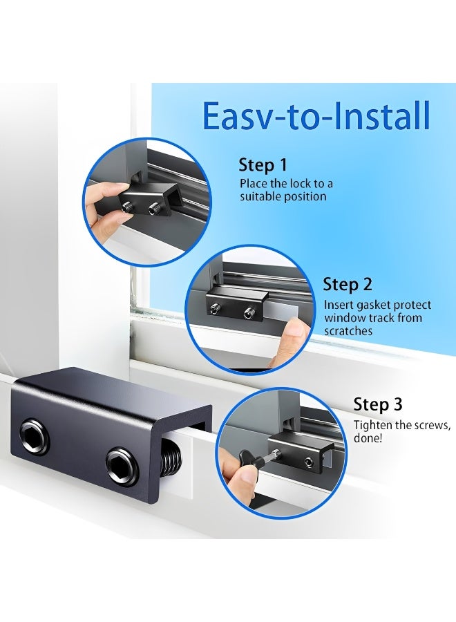 6PCS Heavy Duty Sliding Window Locks with Key, Adjustable Black Security Window Lock for Vertical & Horizontal Sliding Windows and Doors, Easy Install Window Restrictor for Patio, Bedroom, Home and Office - Image 4