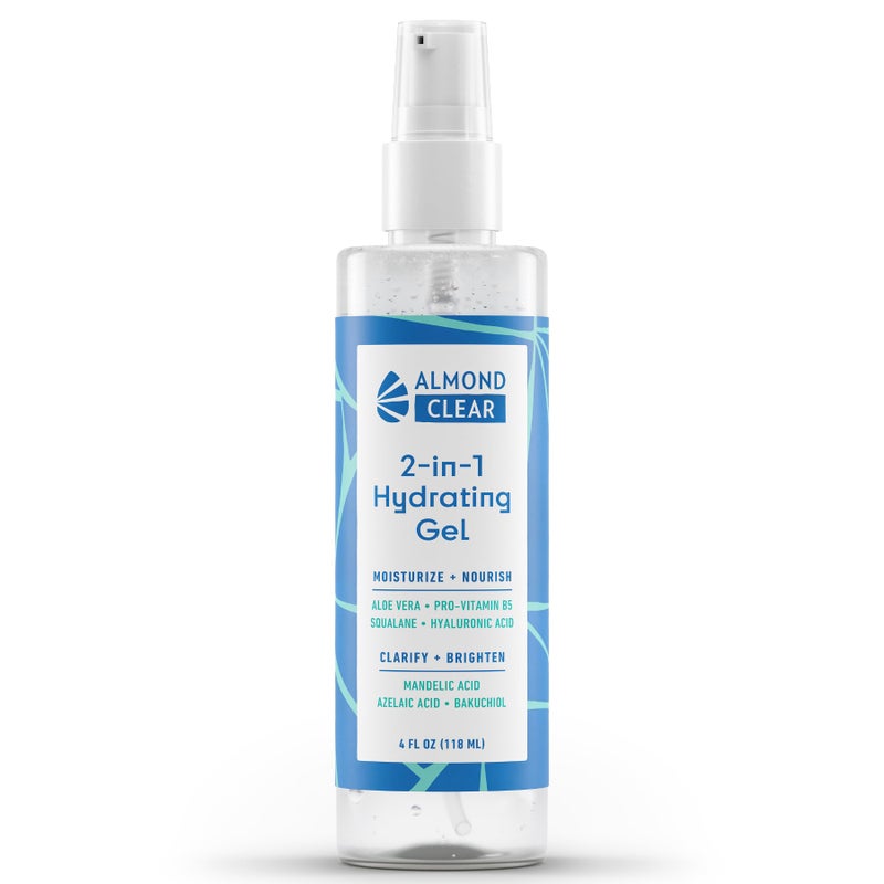 Almond Clear 2-in-1 Hydrating Gel | Lightweight Mandelic Acid Moisturizer for Oily, Blemish-Prone Skin | Aloe Vera, Squalane, Hyaluronic Acid, Mandelic Acid, Bakuchiol | 4 oz - Image 2