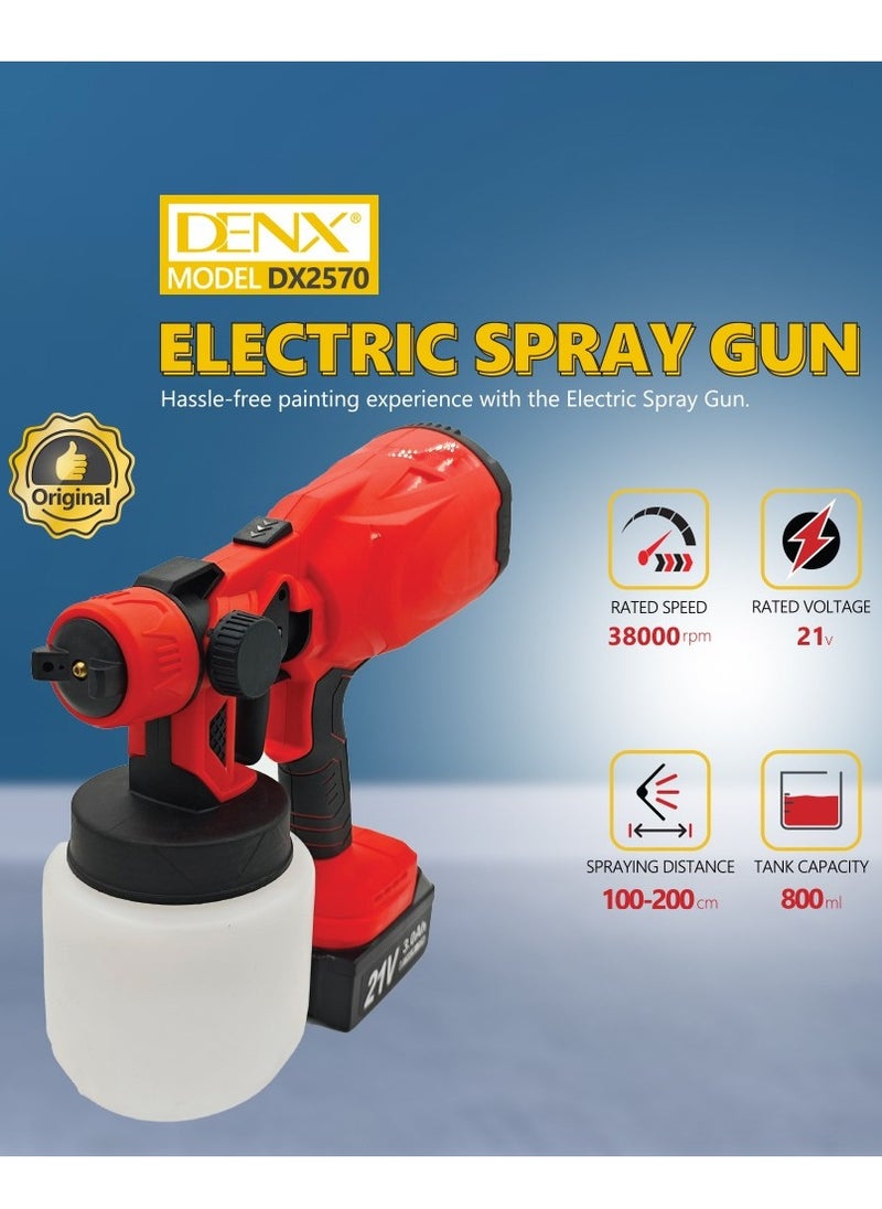Denx - ELECTRIC SPRAY GUN 21V Handheld Adjustable Size Multifunctional High Pressure Paint Sprayer 800ml Large Capacity | 38000 RPM | SPRAYING DISTANCE 100-200 cm - Image 1