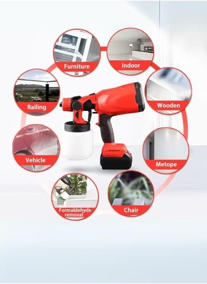 Denx - ELECTRIC SPRAY GUN 21V Handheld Adjustable Size Multifunctional High Pressure Paint Sprayer 800ml Large Capacity | 38000 RPM | SPRAYING DISTANCE 100-200 cm - Image 1