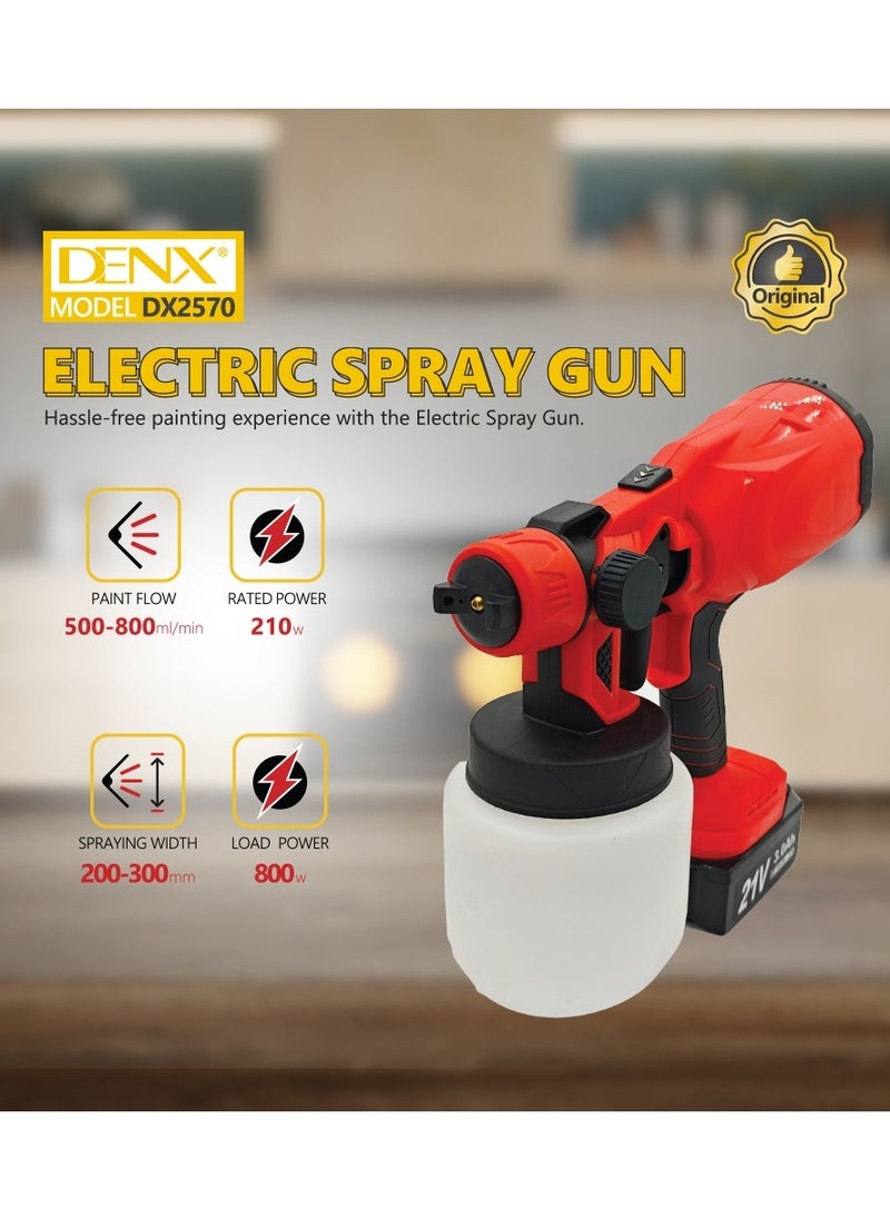 Denx - ELECTRIC SPRAY GUN 21V Handheld Adjustable Size Multifunctional High Pressure Paint Sprayer 800ml Large Capacity | 38000 RPM | SPRAYING DISTANCE 100-200 cm - Image 1