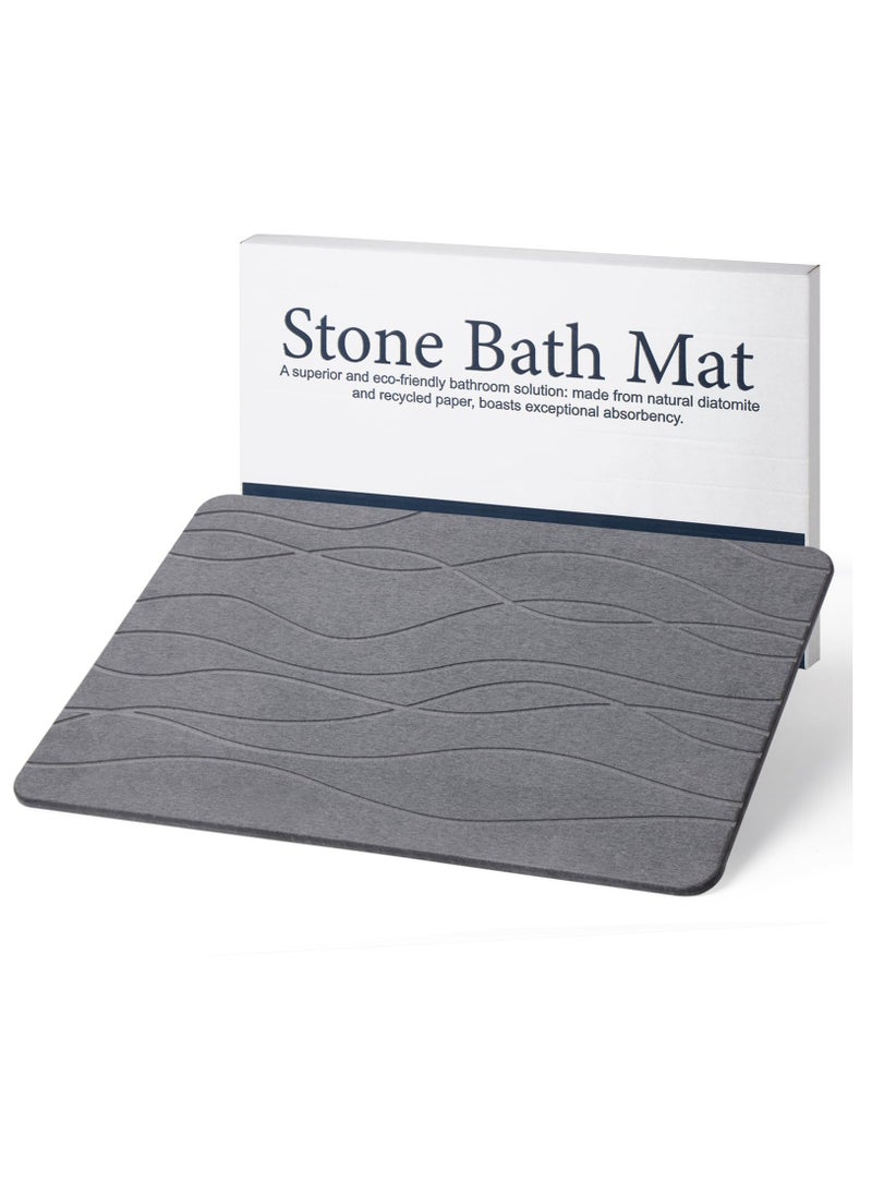 Arabest - Stone  Bath Mat Non-Slip Super Absorbent Diatomaceous Earth Shower Mat Fast-Drying Mat for Kitchen Counter Tub & Bathroom Floor Home Decor 60 x 39cm (Dark Gray) - Image 1
