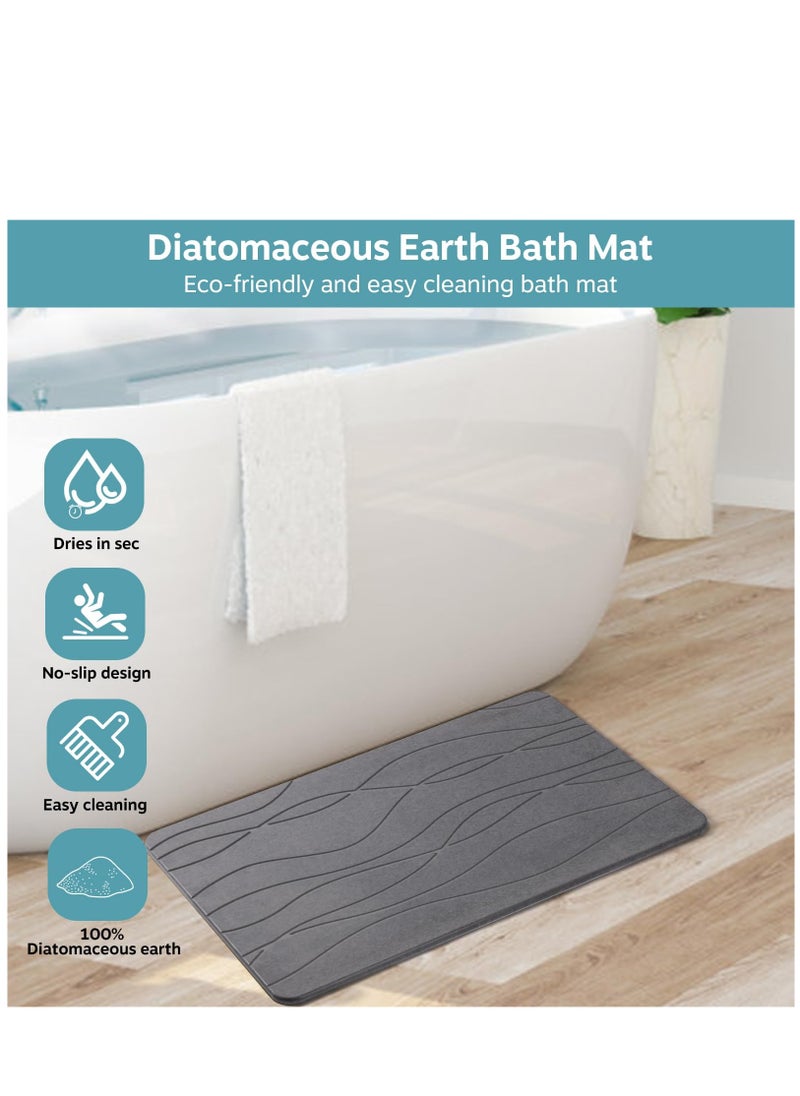 Arabest - Stone  Bath Mat Non-Slip Super Absorbent Diatomaceous Earth Shower Mat Fast-Drying Mat for Kitchen Counter Tub & Bathroom Floor Home Decor 60 x 39cm (Dark Gray) - Image 1