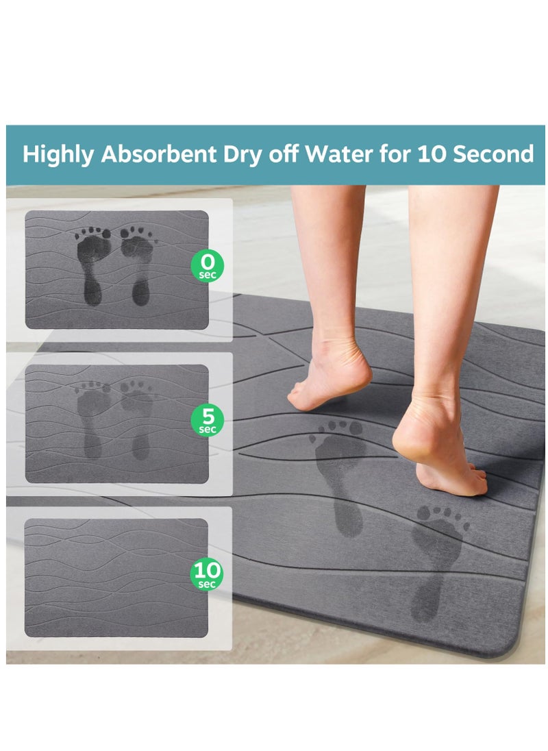 Arabest - Stone  Bath Mat Non-Slip Super Absorbent Diatomaceous Earth Shower Mat Fast-Drying Mat for Kitchen Counter Tub & Bathroom Floor Home Decor 60 x 39cm (Dark Gray) - Image 1