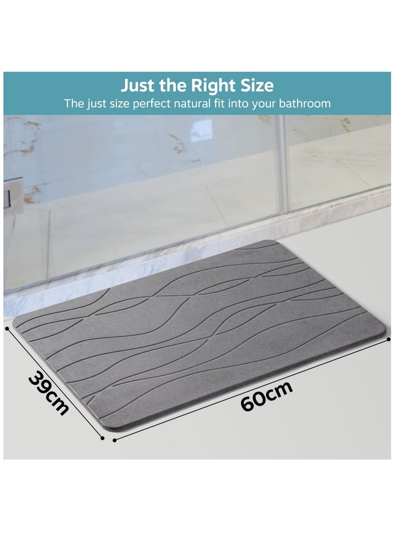 Arabest - Stone  Bath Mat Non-Slip Super Absorbent Diatomaceous Earth Shower Mat Fast-Drying Mat for Kitchen Counter Tub & Bathroom Floor Home Decor 60 x 39cm (Dark Gray) - Image 1