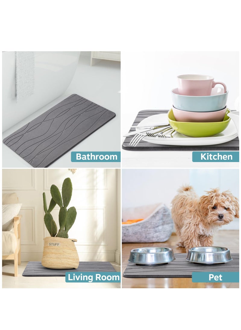 Arabest - Stone  Bath Mat Non-Slip Super Absorbent Diatomaceous Earth Shower Mat Fast-Drying Mat for Kitchen Counter Tub & Bathroom Floor Home Decor 60 x 39cm (Dark Gray) - Image 1
