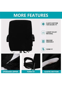 Office Chair Cover Velvet Computer Chair Cover Stretch Rotating Chair Cover Removable Swivel Slipcover Boss Chair Cover Protectors High Back Large Black Large - pzsku/Z1E17ECDB6897E952DA57Z/45/_/1740916069/1585c32d-d5a9-4a8e-b753-65b73d018b22