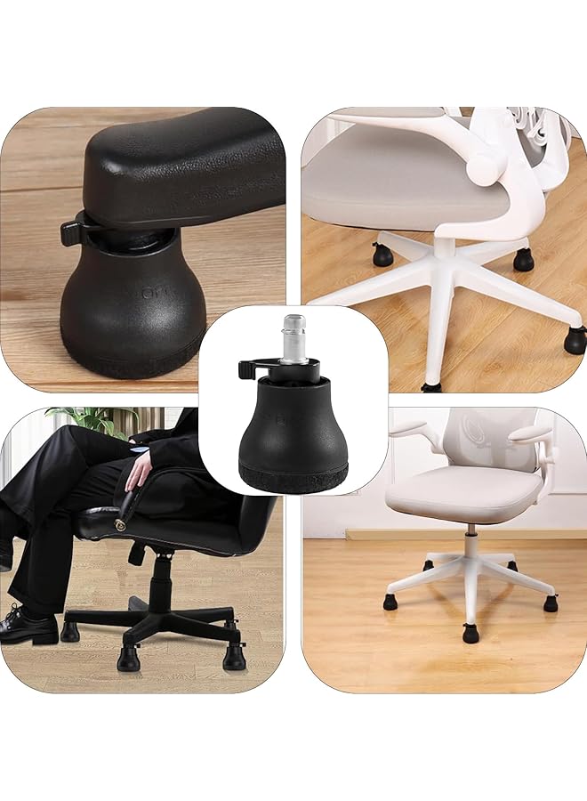 إيروريكس مجموعة من 5 عجلات دوارة بديلة لكرسي المكتب من Bell Glides لعجلات ثابتة ثابتة للأرضيات الخشبية، تبديل سهل بين انزلاق العجلات وسدادة العجلات، وسادات ذاتية اللصق من اللباد - Image 3