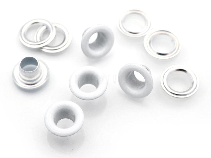 CRAFTMEMORE 100pack 3/16" ID Colored Eyelets Grommets with Washers 5mm Aluminium Eyelet for DIY Craft, Shoes, Bead Cores, Clothes, Leather, Canvas (White) - Image 2