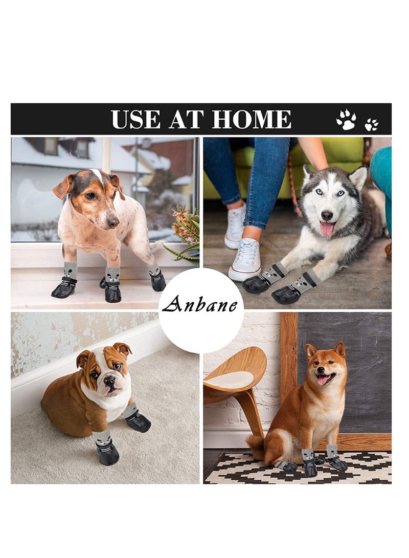 Excefore 4 Pack Little Small Dogs Cats Dog Socks Non Slip Skid Grippers Traction Control Pads, for Floors Indoor Wear Pet Paw Grips Double Rugged Protection Adhesive Anti Knit Replacement Booties - Image 2