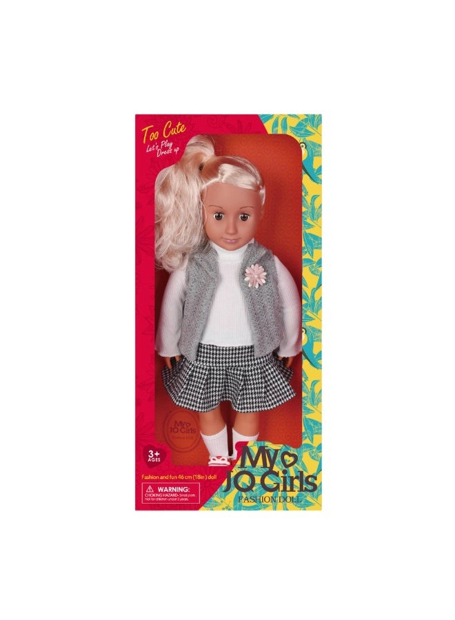 My JQ Grils Fashion Doll 46 cm with Grey Pullover & Line Crossed Skirt - 2078 - Image 2