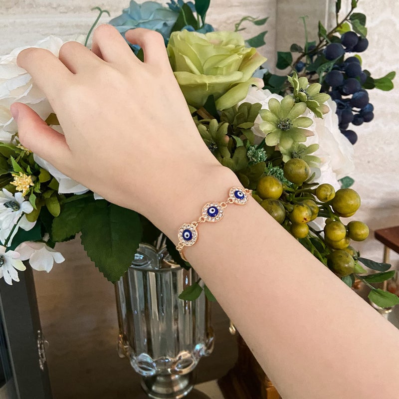 QUPIVA 4 Pack Evil Eye Bracelets Pack for Women 14K Gold Plated Blue Evil Eye String Protection Bracelet Aesthetic Jewelry - Image 5