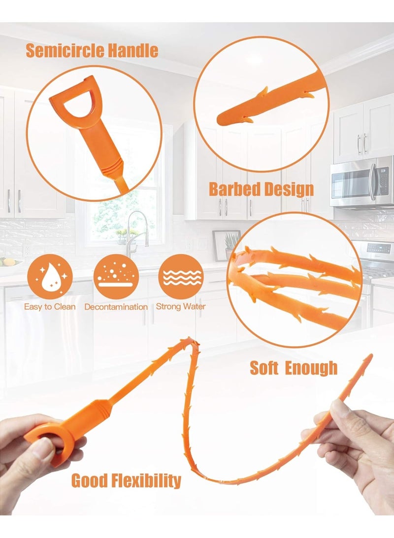 Hair Drain Clog Remover Tool – 6 × 25-Inch Sink Snake + 1 × 24-Inch Drain Cleaner Tool, Plumbing Snake for Shower, Toilet, Kitchen Sink & Tub – 7-Piece Hair Removal Tool Set - Image 4