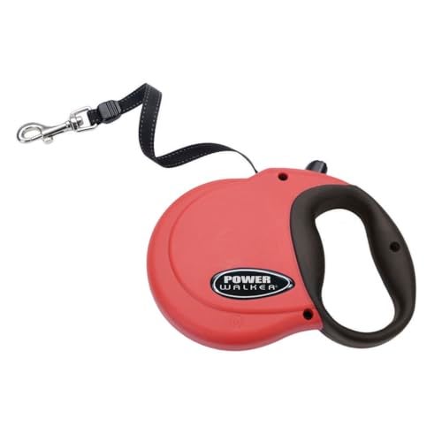 Coastal Pet Power Walker Dog Retractable Leash - Reflective Dog Leash - Stop-and-Release Control Button - Comfort Grip Handle - Red - Medium - Image 1