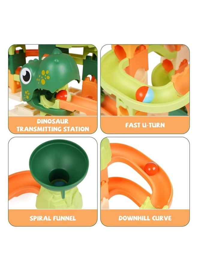 Track Toys,Toy Car Ramp Track,Dinosaur Climbing Hills Railcar,Colorful Balls Construction Play Set, With 8 Mini Balls And Differenttracks,For Preschool Gifts Kids Ages 3 Years And Older (Dinosaur Hi - Image 3