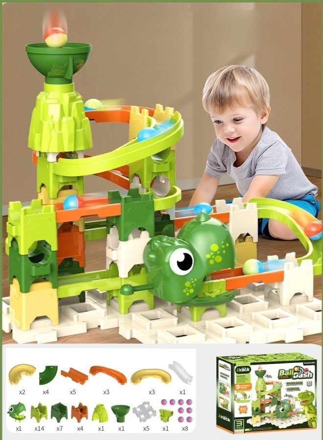 Track Toys,Toy Car Ramp Track,Dinosaur Climbing Hills Railcar,Colorful Balls Construction Play Set, With 8 Mini Balls And Differenttracks,For Preschool Gifts Kids Ages 3 Years And Older (Dinosaur Hi - Image 1
