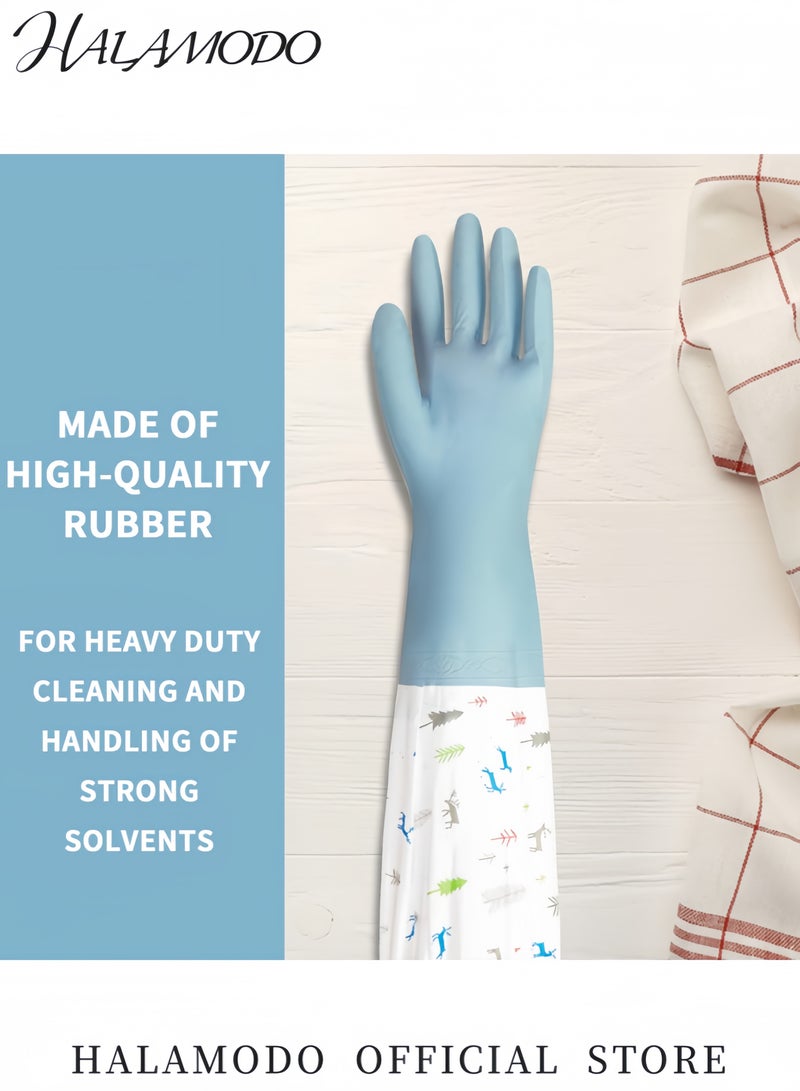 HALAMODO Waterproof Cleaning Gloves Long Rubber Dishwashing & Household Gloves Chemical Resistant Heavy Duty Work Gloves with Extra Long Cuff Non-Slip Grip for Kitchen Garden and Industrial Use  - Image 5
