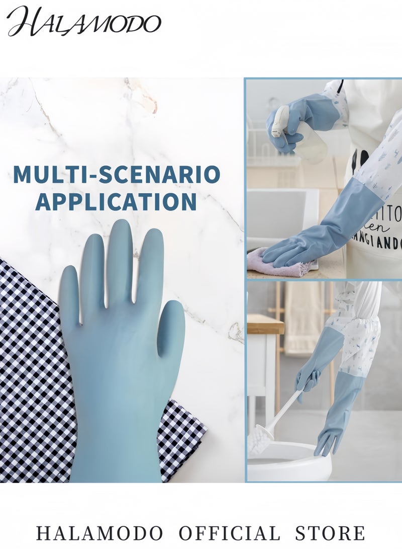 HALAMODO Waterproof Cleaning Gloves Long Rubber Dishwashing & Household Gloves Chemical Resistant Heavy Duty Work Gloves with Extra Long Cuff Non-Slip Grip for Kitchen Garden and Industrial Use  - Image 3