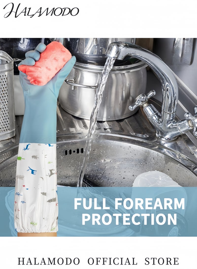 HALAMODO Waterproof Cleaning Gloves Long Rubber Dishwashing & Household Gloves Chemical Resistant Heavy Duty Work Gloves with Extra Long Cuff Non-Slip Grip for Kitchen Garden and Industrial Use  - Image 4