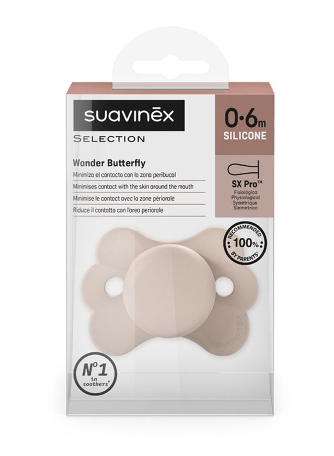 SUAVINEX سكس برو مصاصة على شكل فراشة فائقة النعومة للأطفال من 0-6 أشهر بحلمة سيليكونية حلمة فسيولوجية آمنة للطفل - وردي - Image 3