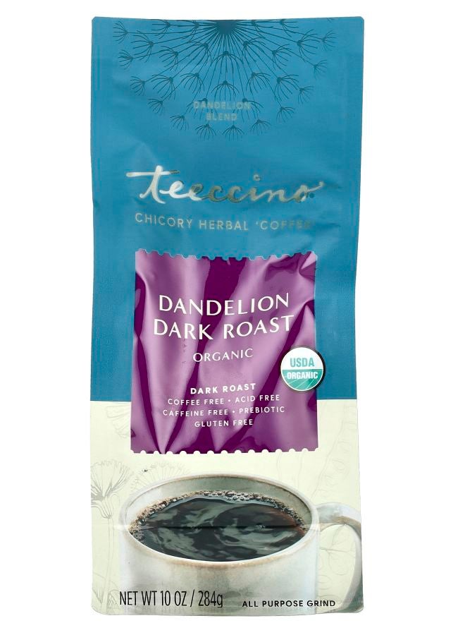 teeccino Organic Chicory Herbal Coffee Dandelion Dark Roast Caffeine Free 10 oz (284 g)