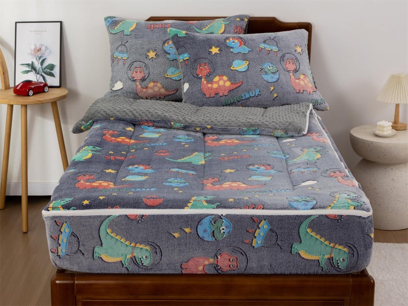 Aimuan Glow in The Dark Kids Zippered Comforter Set - Dinosaur Zipper Bedding for Boys (Twin,Light-Navy) - Image 5