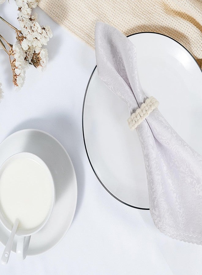 Meplait Napkin Rings Set of 6, Handmade Cotton Napkin Ring Boho Napkin Rings Farmhouse Table Decor for Home Kitchen Dining Wedding Party (White) - Image 4