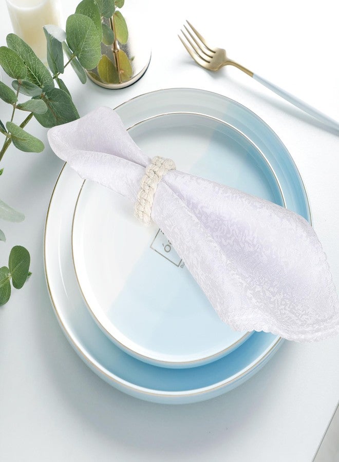 Meplait Napkin Rings Set of 6, Handmade Cotton Napkin Ring Boho Napkin Rings Farmhouse Table Decor for Home Kitchen Dining Wedding Party (White) - Image 2