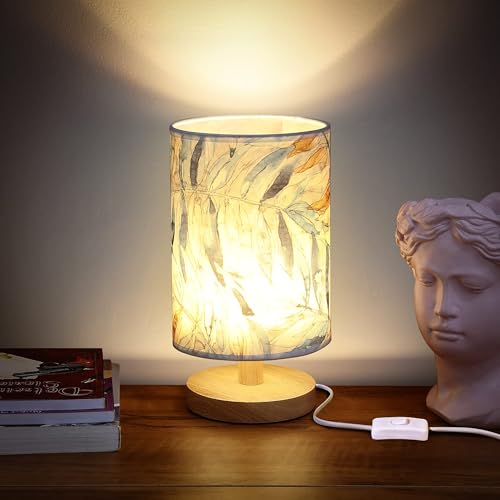 ABOUT SPACE LED Table Lamp- Bedside Side Table with Wooden Base for Night Reading,Bed Room,Living Room,Home & Decor- Cylindrical Night with Dim Light(11 Inch Height,Bulb Included)(1 Pack) - Image 1