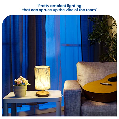 ABOUT SPACE LED Table Lamp- Bedside Side Table with Wooden Base for Night Reading,Bed Room,Living Room,Home & Decor- Cylindrical Night with Dim Light(11 Inch Height,Bulb Included)(1 Pack) - Image 5
