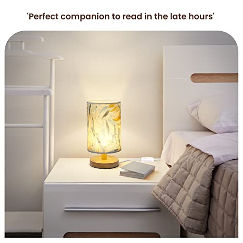 ABOUT SPACE LED Table Lamp- Bedside Side Table with Wooden Base for Night Reading,Bed Room,Living Room,Home & Decor- Cylindrical Night with Dim Light(11 Inch Height,Bulb Included)(1 Pack) - Image 3