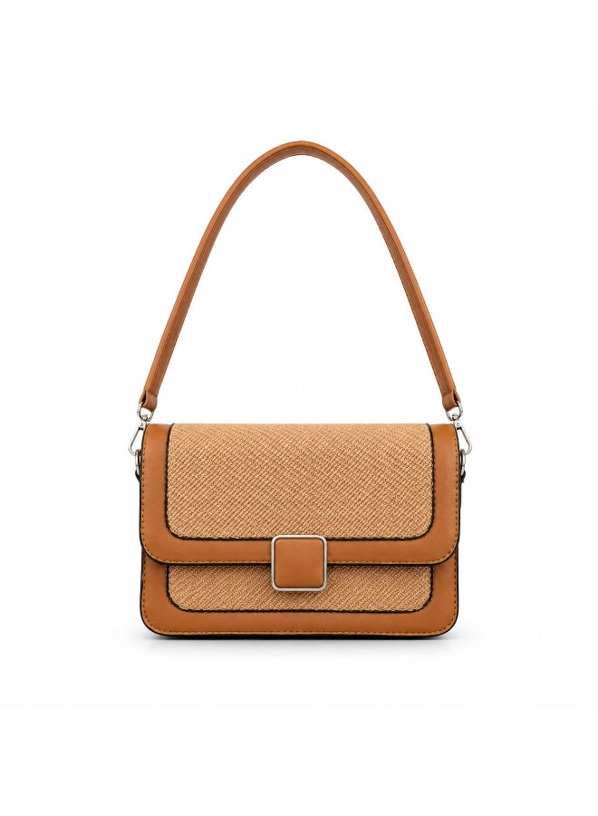 Elegant women's leather shoulder bag with a gold metal clasp - Image 3