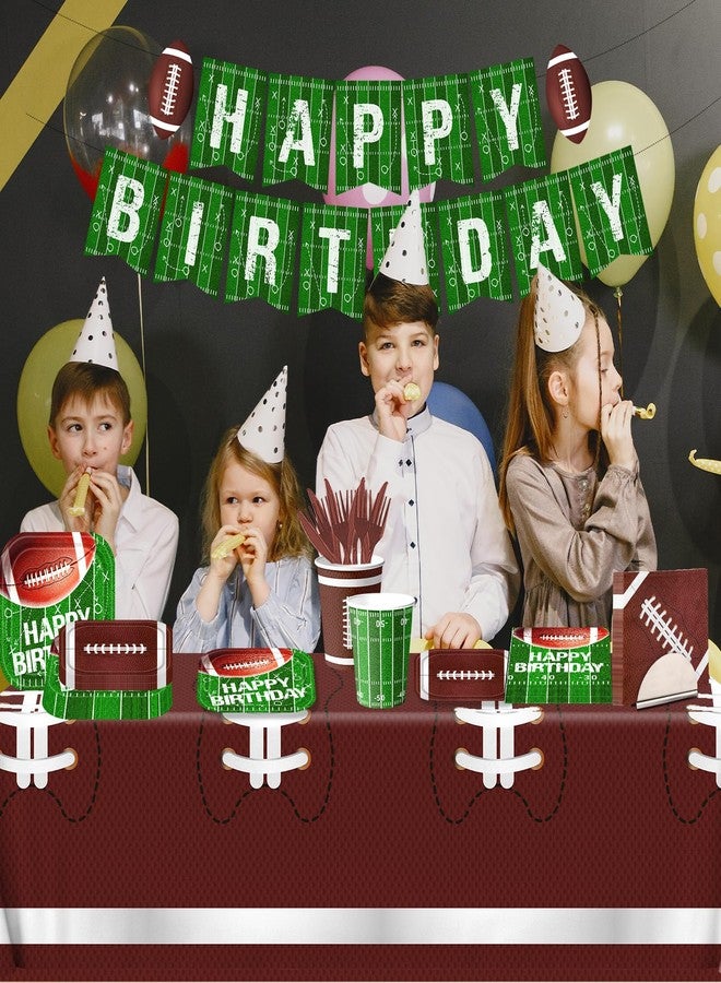 Dydamud Football Birthday Party Supplies Serve 25, Includes Plates Napkins Tablecloth Banner Kit for Sport Birthday Game Day Tailgate Football Party Decorations - Image 2