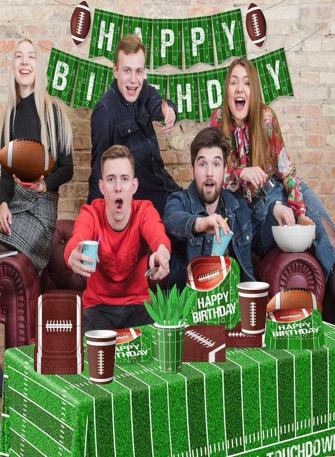 Dydamud Football Birthday Party Supplies Serve 25, Includes Plates Napkins Tablecloth Banner Kit for Sport Birthday Game Day Tailgate Football Party Decorations - Image 4