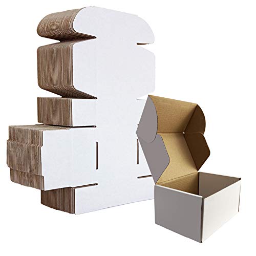 HORLIMER مجموعة صناديق شحن HORLIMER 6x4x3 بوصة من 25 صندوق، صندوق كرتون مضلع أبيض لتغليف الأدب - Image 1