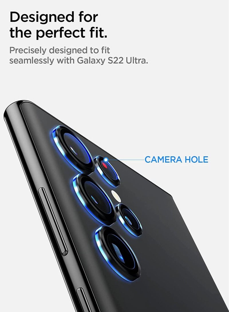 Spigen Glastr Ez Fit Optik Pro for Samsung Galaxy S22 Ultra Camera Lens Protector (2 Pack) - Black - Image 4