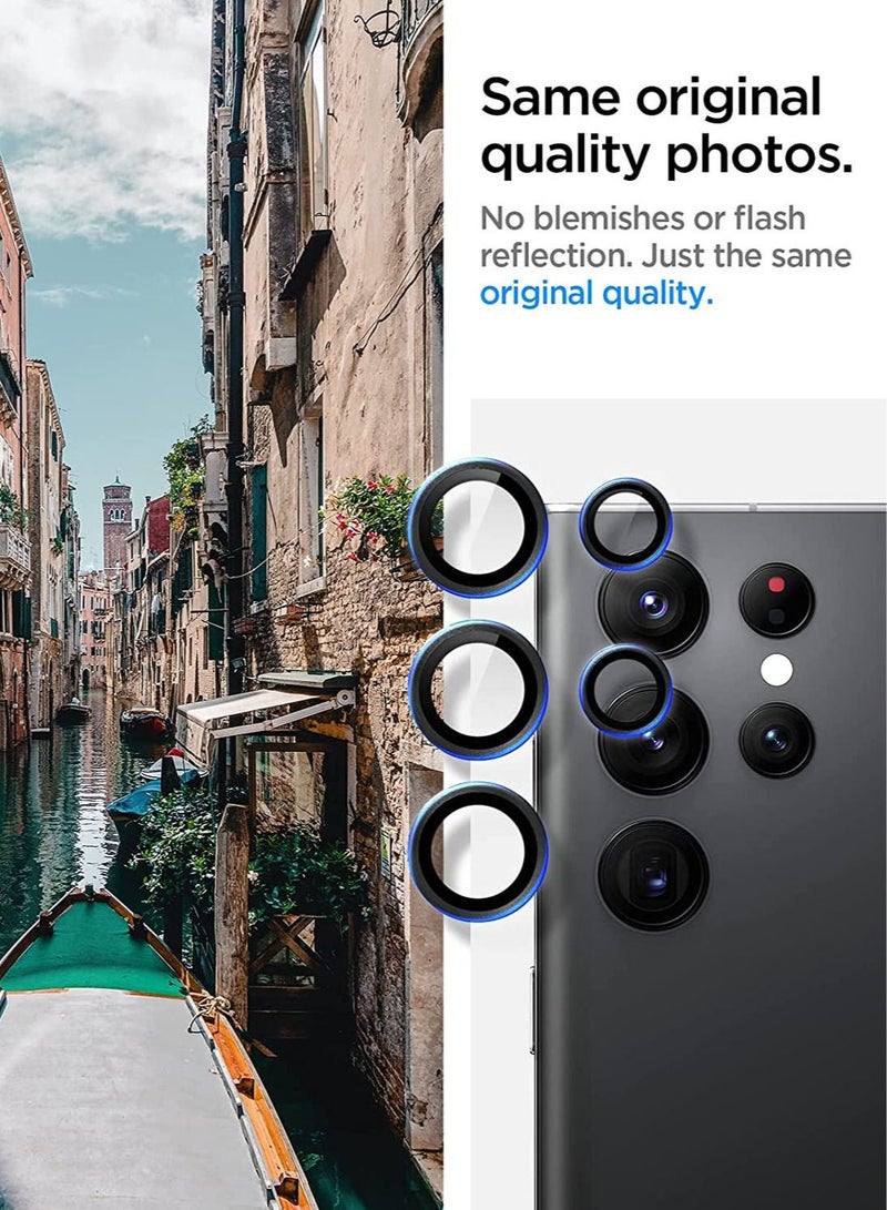 Spigen Glastr Ez Fit Optik Pro for Samsung Galaxy S22 Ultra Camera Lens Protector (2 Pack) - Black - Image 3