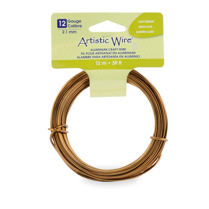 Artistic Wire Aluminum Craft Wire 12 Gauge Bendable Floral Armature Sculpture Jewelry Making Round Light Brown 393 ft