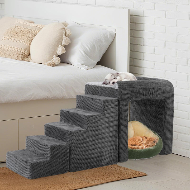HOMBYS Stable Foam Dog Window Perch & Orthopedic Bed with Reinforced Metal Frame for Long-Lasting Support, Pet Bunk Bed for Dogs, Joint Relief & Window Viewing (Height 21") - Image 2