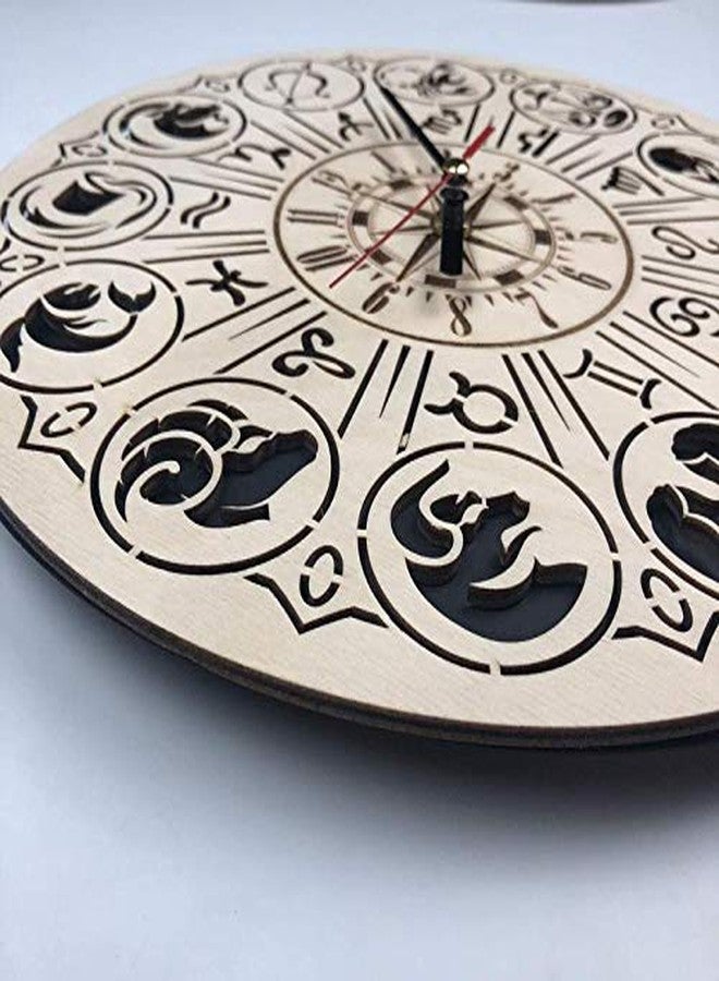 NABSTER Zodiac Signs Wall Clock Made of Eco Friendly Wood - Unique Gift Idea and Home Decor - for HomeWall Art Design for Living Room Kitchen Bedroom Kids - Silent Quartz Movement -12 Inch - Image 4