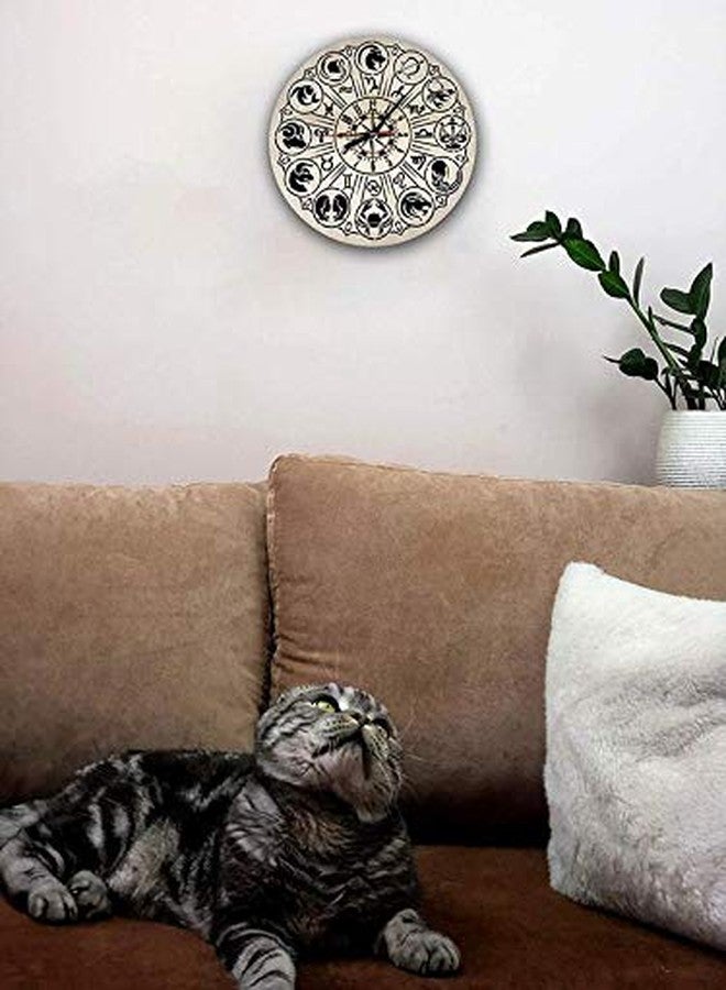 NABSTER Zodiac Signs Wall Clock Made of Eco Friendly Wood - Unique Gift Idea and Home Decor - for HomeWall Art Design for Living Room Kitchen Bedroom Kids - Silent Quartz Movement -12 Inch - Image 5