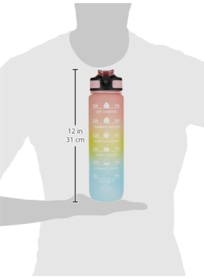 CAZADORA CAZADORA Sports Water Bottle 1L with Motivational Time Marker – BPA-Free Tritan Plastic – Leakproof Flip-Top Lid with Built-in Straw for Easy Sipping – Hourly Hydration Tracker with Inspiring Quotes – Durable & Odorless Reusable Bottle with Wide Mouth Opening for Ice and Fruit Infusion – Perfect for Gym, Office, School, Kids, Travel, Cycling, and Sports – Includes Carry Strap for On-the-Go Use – Dishwasher Safe and Eco-Friendly Design – Encourages Healthy Habits and Daily Hydration – Vibrant Colors for Every Personality – Gift for Students, Athletes, and Active Lifestyles – Lightweight, Portable, and Stylish Companion  - Image 2