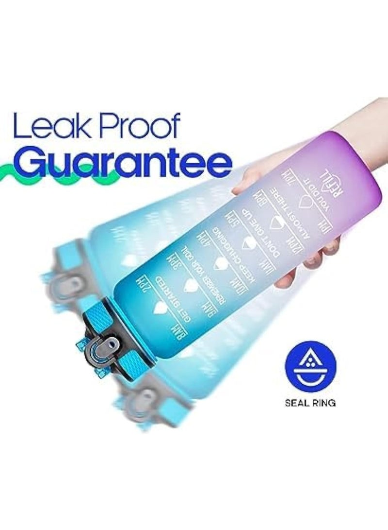 CAZADORA CAZADORA Sports Water Bottle 1L with Motivational Time Marker – BPA-Free Tritan Plastic – Leakproof Flip-Top Lid with Built-in Straw for Easy Sipping – Hourly Hydration Tracker with Inspiring Quotes – Durable & Odorless Reusable Bottle with Wide Mouth Opening for Ice and Fruit Infusion – Perfect for Gym, Office, School, Kids, Travel, Cycling, and Sports – Includes Carry Strap for On-the-Go Use – Dishwasher Safe and Eco-Friendly Design – Encourages Healthy Habits and Daily Hydration – Vibrant Colors for Every Personality – Gift for Students, Athletes, and Active Lifestyles – Lightweight, Portable, and Stylish Companion  - Image 3