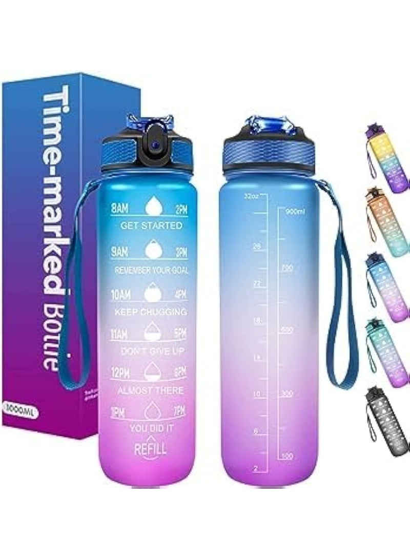CAZADORA CAZADORA Sports Water Bottle 1L with Motivational Time Marker – BPA-Free Tritan Plastic – Leakproof Flip-Top Lid with Built-in Straw for Easy Sipping – Hourly Hydration Tracker with Inspiring Quotes – Durable & Odorless Reusable Bottle with Wide Mouth Opening for Ice and Fruit Infusion – Perfect for Gym, Office, School, Kids, Travel, Cycling, and Sports – Includes Carry Strap for On-the-Go Use – Dishwasher Safe and Eco-Friendly Design – Encourages Healthy Habits and Daily Hydration – Vibrant Colors for Every Personality – Gift for Students, Athletes, and Active Lifestyles – Lightweight, Portable, and Stylish Companion  - Image 1