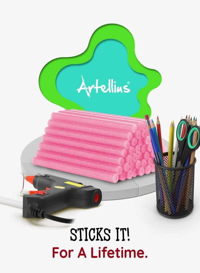 Artellius - Pink Glitter Hot Glue Sticks 4" x.27" (100 Bulk Pack) - Ultra Bond Hot Melt Adhesive Mini Glue Sticks for All temperature Glue Guns - Image 4