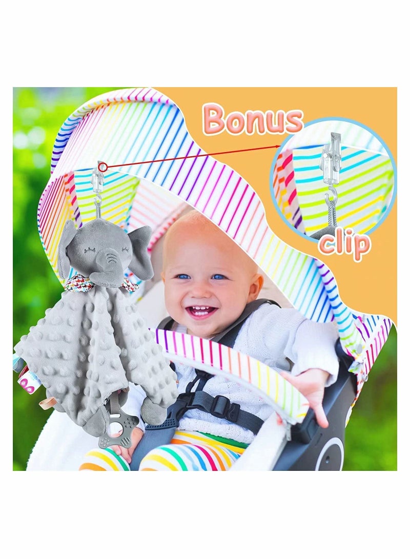Y&D Baby Security Blanket with Tags Teether Elephant Soft Blankets for Boys and Girls Newborn Toys Snuggle Toy Lovey Dotted Soothing  - Image 2
