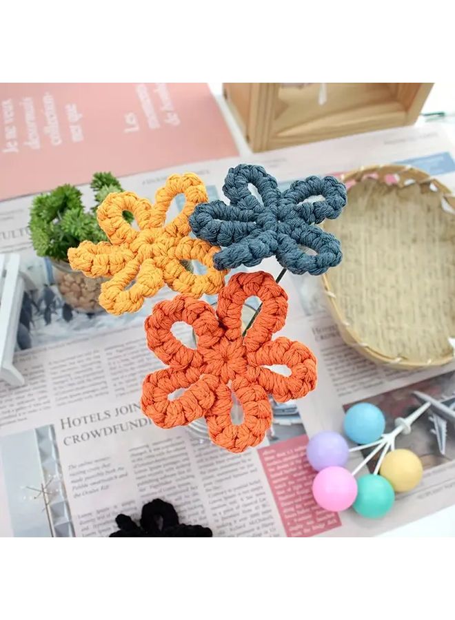 Macrame Flower Making Kit With Dragon Blue Yarn Step By Step Tutorial For Beginners - Image 5