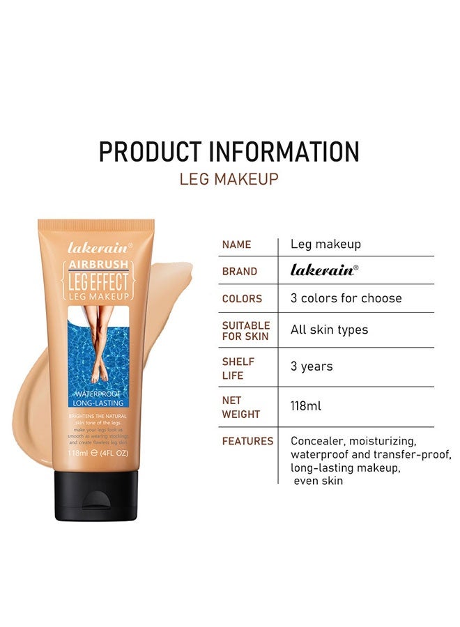 lakerain Leg Makeup Foundation,Waterproof, For Tattoo Cover Up, Long Last, Body Makeup Foundation, 118ml, #1  - Image 5